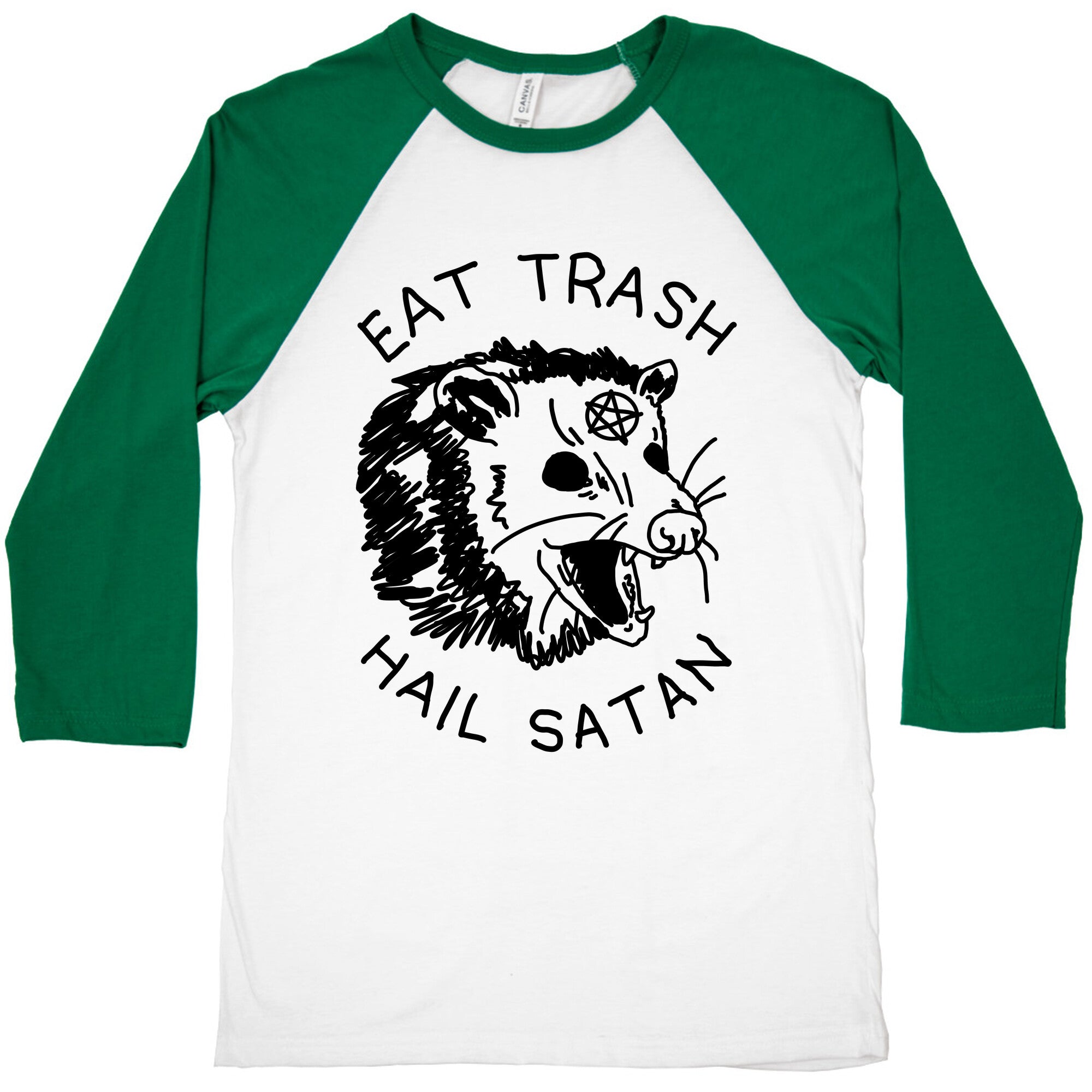 Eat Trash Hail Satan Possum Baseball Tee
